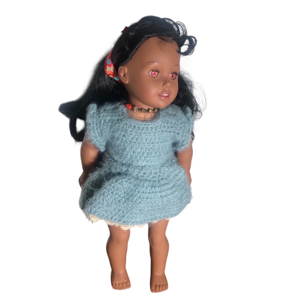 Geoffrey 2051 18 inch doll with dark complexion red eyes